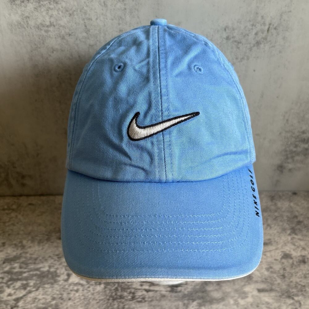 VTG Nike Golf Strapback Hat Blue Adjustable Baseball Cap Center Swoosh